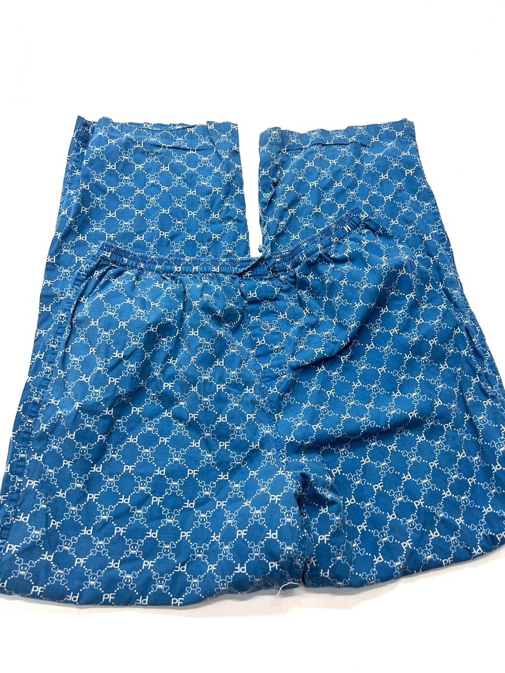 Paul Frank Vintage 90s 00s Y2K Blue Allover Logo Lounge Pajama PJ Pants Scurvy